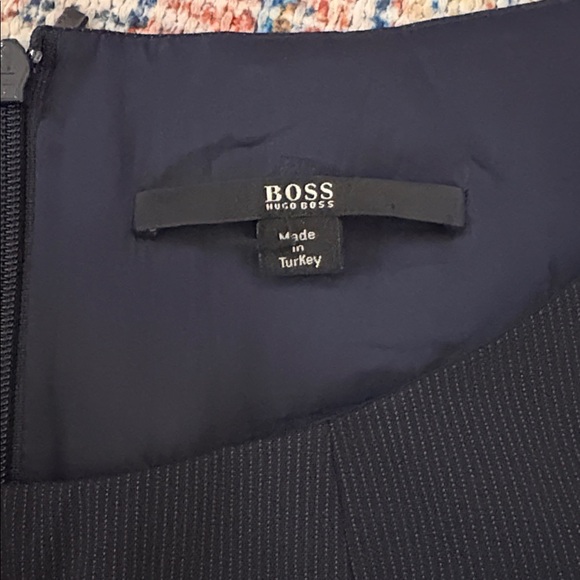 Hugo Boss Dajenata Navy Pinstripe Sleeveless Sheath Dress SZ US 4 EUC - Picture 3 of 6